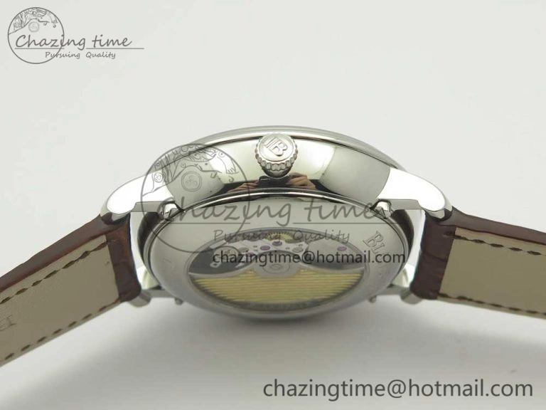 Villeret Quantième Complet 8 Jours SS Complicated Function OMF 1:1 Best Edition White Dial on Brown Leather Strap A6639