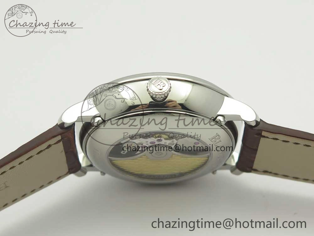Villeret Quantième Complet 8 Jours SS Complicated Function OMF 1:1 Best Edition White Dial on Brown Leather Strap A6639