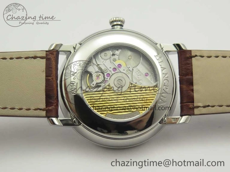 Villeret Quantième Complet 8 Jours SS Complicated Function OMF 1:1 Best Edition White Dial on Brown Leather Strap A6639
