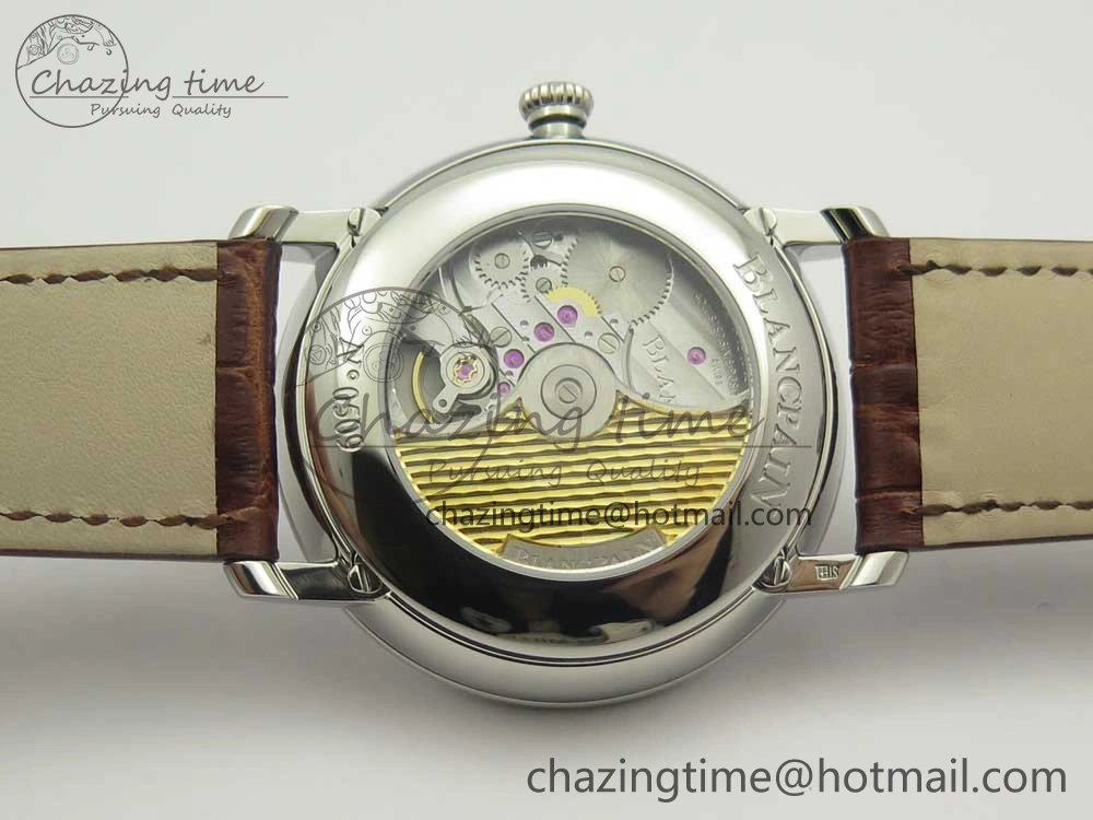 Villeret Quantième Complet 8 Jours SS Complicated Function OMF 1:1 Best Edition White Dial on Brown Leather Strap A6639
