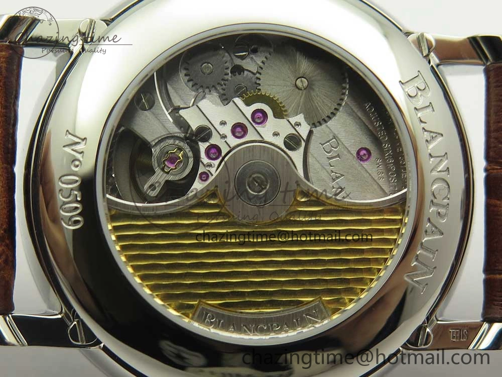 Villeret Quantième Complet 8 Jours SS Complicated Function OMF 1:1 Best Edition White Dial on Brown Leather Strap A6639