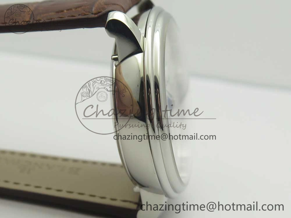 Villeret Quantième Complet 8 Jours SS Complicated Function OMF 1:1 Best Edition White Dial on Brown Leather Strap A6639
