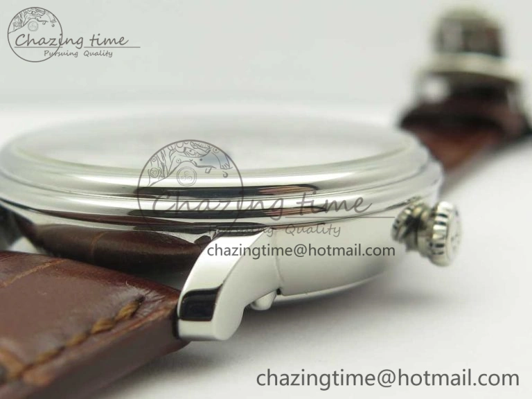 Villeret Quantième Complet 8 Jours SS Complicated Function OMF 1:1 Best Edition White Dial on Brown Leather Strap A6639