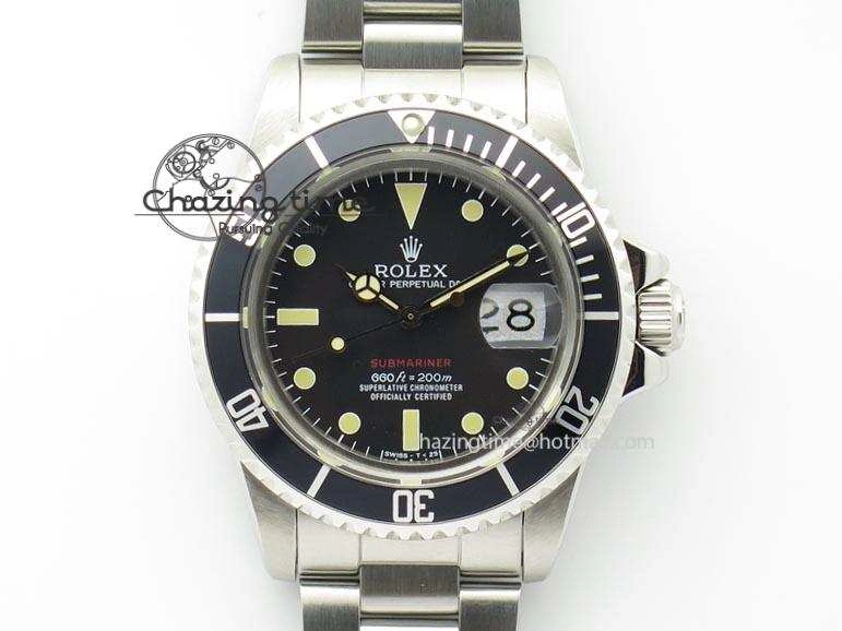 Vintage 1680 Best Edition black Submariner 660ft 200m A2836 (Superlumed Dial And Hands)
