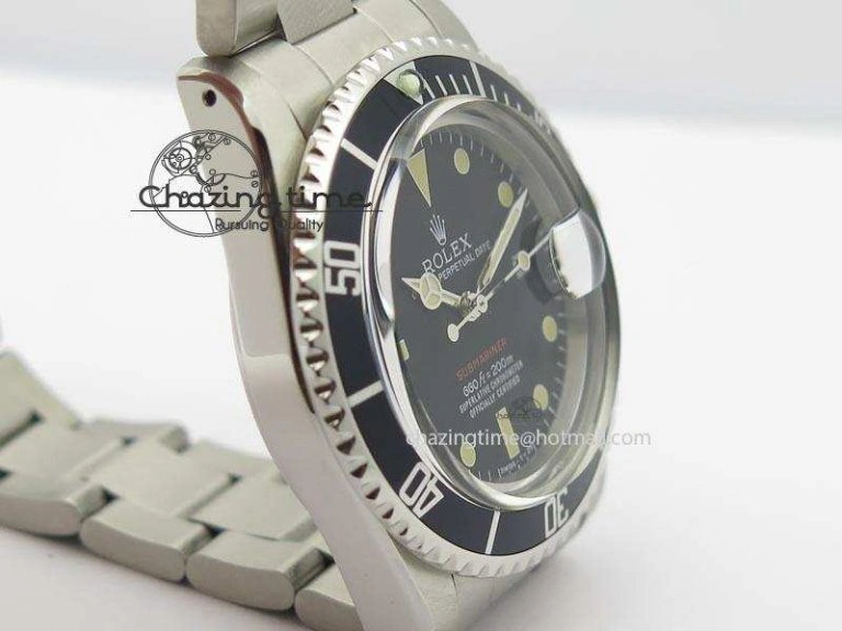 Vintage 1680 Best Edition black Submariner 660ft 200m A2836 (Superlumed Dial And Hands)