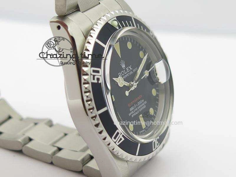 Vintage 1680 Best Edition black Submariner 660ft 200m A2836 (Superlumed Dial And Hands)