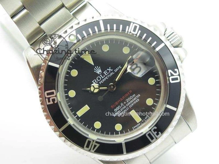 Vintage 1680 Best Edition black Submariner 660ft 200m A2836 (Superlumed Dial And Hands)