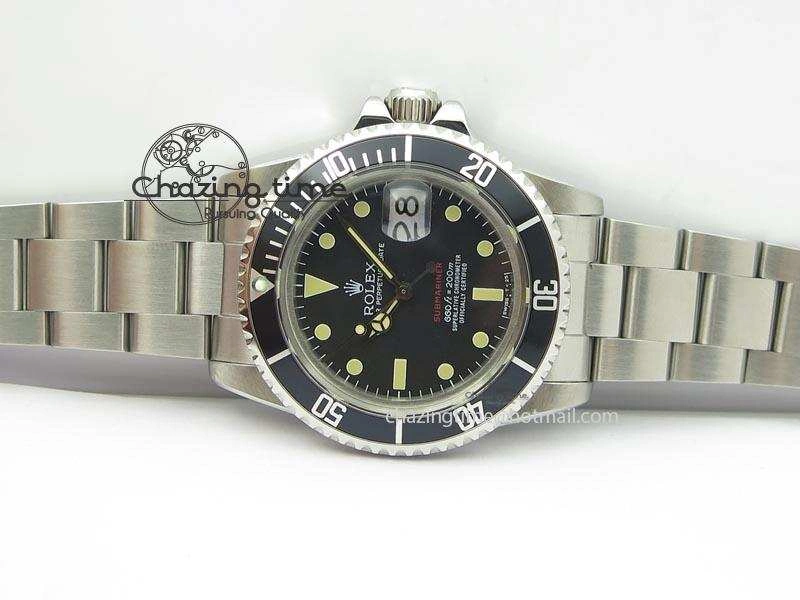 Vintage 1680 Best Edition black Submariner 660ft 200m A2836 (Superlumed Dial And Hands)