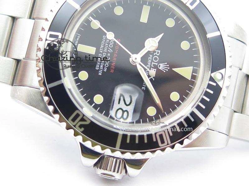 Vintage 1680 Best Edition black Submariner 660ft 200m A2836 (Superlumed Dial And Hands)