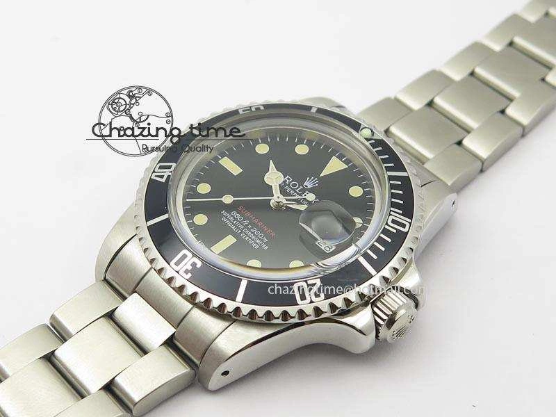 Vintage 1680 Best Edition black Submariner 660ft 200m A2836 (Superlumed Dial And Hands)