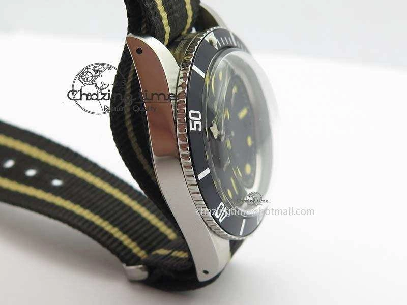Vintage 1680 Submariner No Date SS Black Dial On Nylon Strap A2836