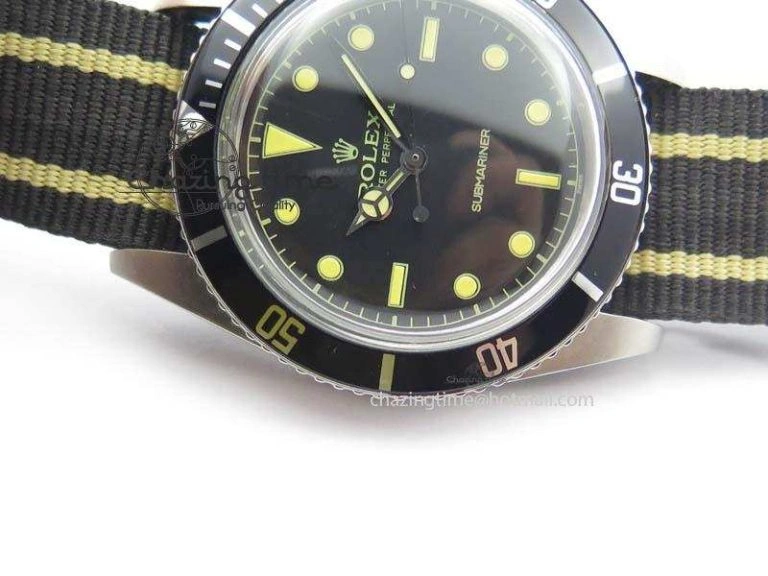 Vintage 1680 Submariner No Date SS Black Dial On Nylon Strap A2836