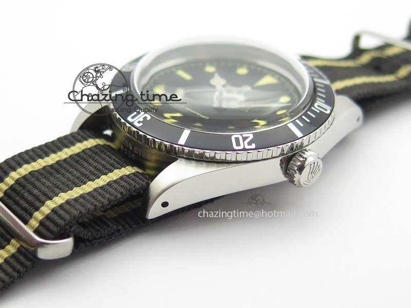 Vintage 1680 Submariner No Date SS Black Dial On Nylon Strap A2836