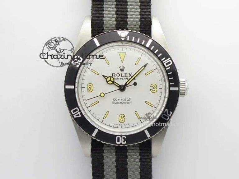 Vintage 1680 Submariner No Date SS White Dial On Nylon Strap A2836