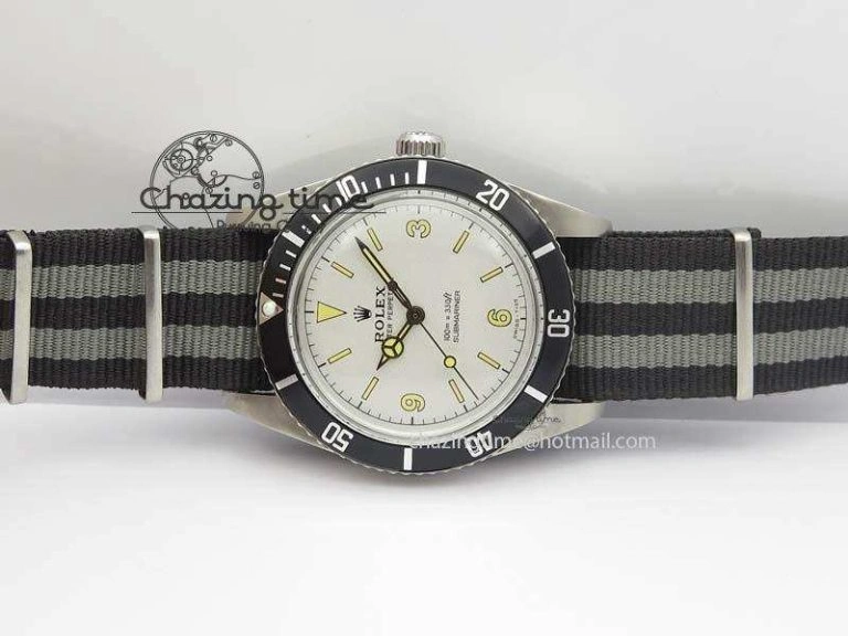 Vintage 1680 Submariner No Date SS White Dial On Nylon Strap A2836