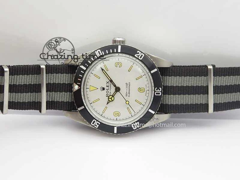 Vintage 1680 Submariner No Date SS White Dial On Nylon Strap A2836