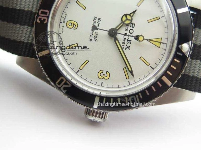 Vintage 1680 Submariner No Date SS White Dial On Nylon Strap A2836