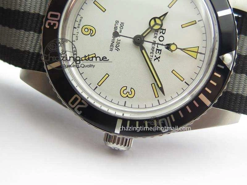 Vintage 1680 Submariner No Date SS White Dial On Nylon Strap A2836