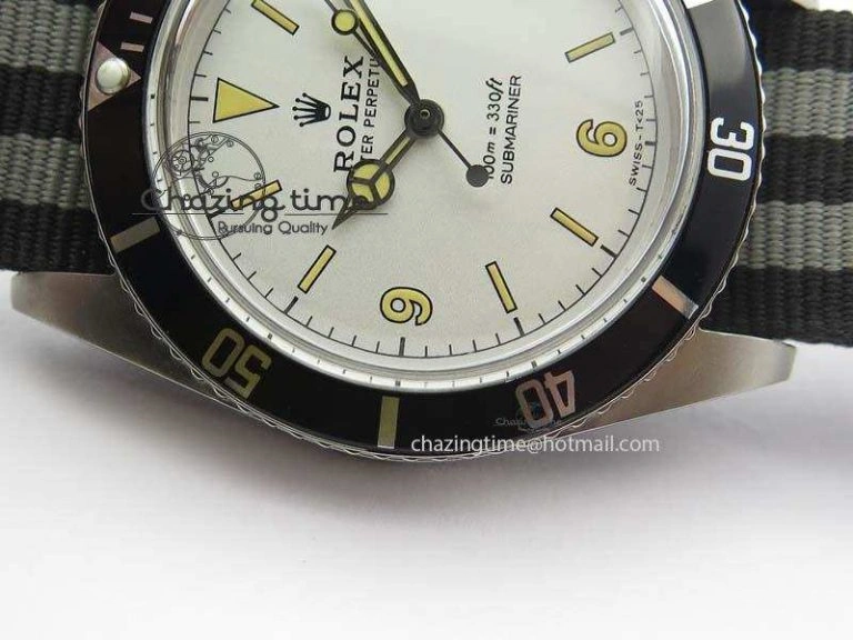 Vintage 1680 Submariner No Date SS White Dial On Nylon Strap A2836