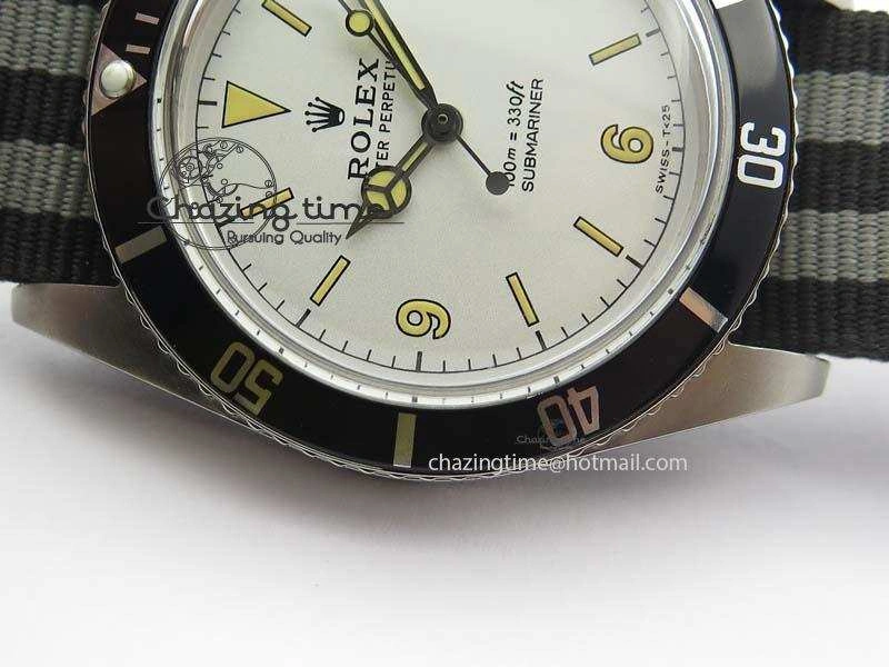 Vintage 1680 Submariner No Date SS White Dial On Nylon Strap A2836