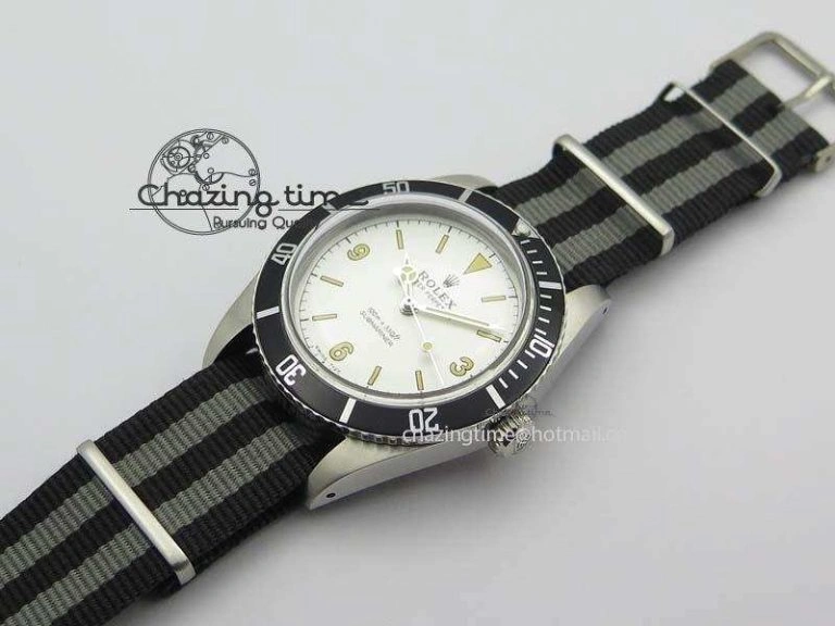 Vintage 1680 Submariner No Date SS White Dial On Nylon Strap A2836