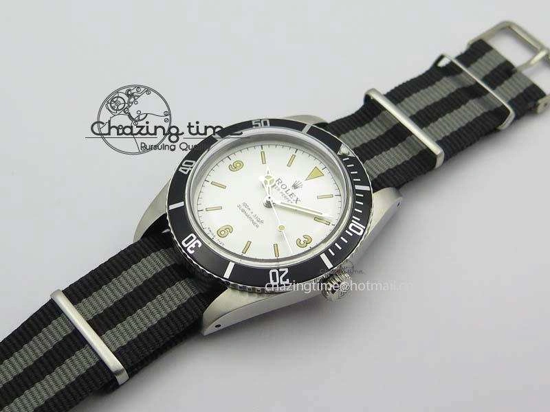 Vintage 1680 Submariner No Date SS White Dial On Nylon Strap A2836