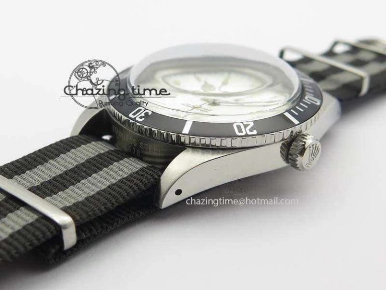 Vintage 1680 Submariner No Date SS White Dial On Nylon Strap A2836
