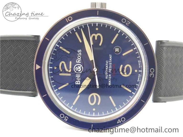 Vintage BR123 SS Blue Dial Blue Bezel on Black Rubber Strap MIYOTA 9015
