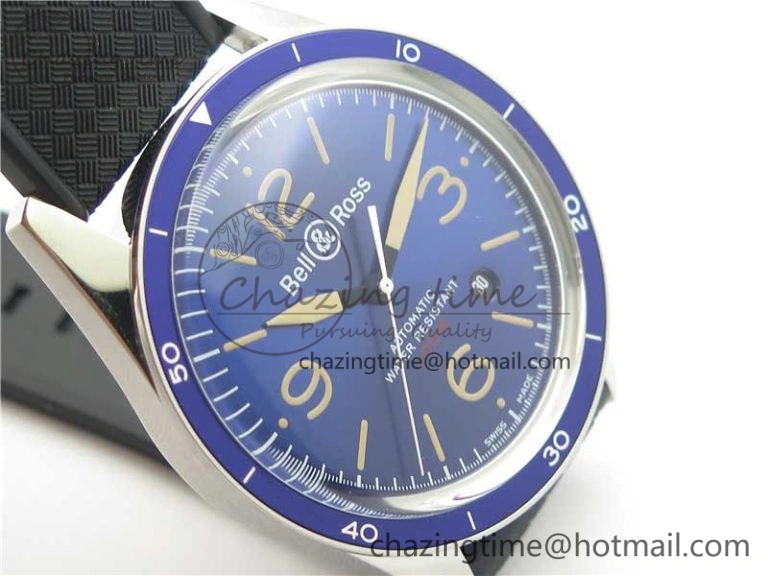 Vintage BR123 SS Blue Dial Blue Bezel on Black Rubber Strap MIYOTA 9015