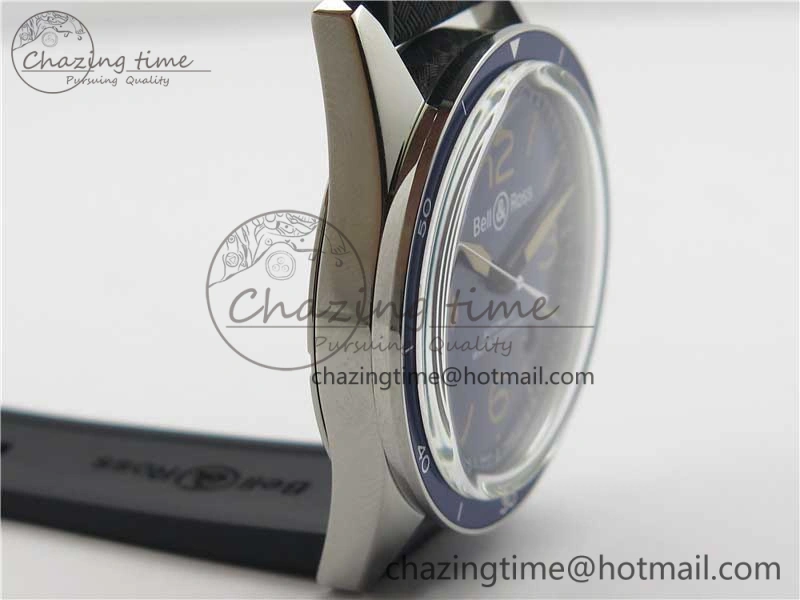 Vintage BR123 SS Blue Dial Blue Bezel on Black Rubber Strap MIYOTA 9015