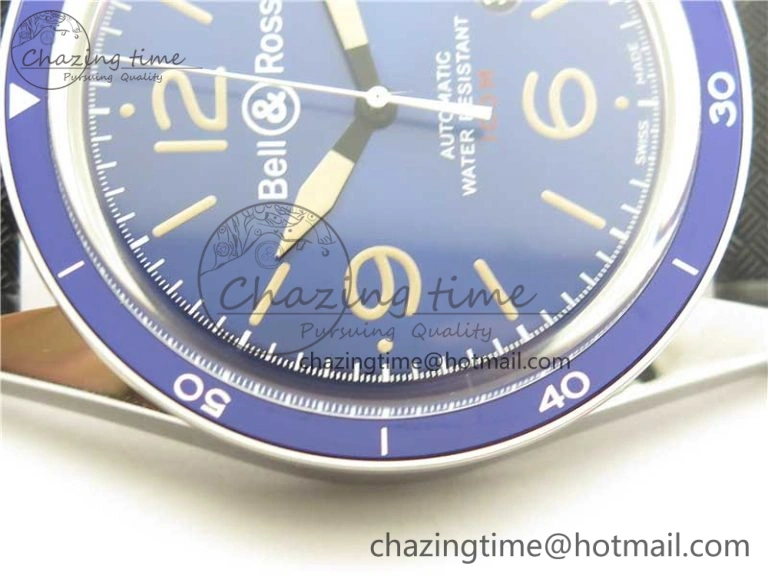 Vintage BR123 SS Blue Dial Blue Bezel on Black Rubber Strap MIYOTA 9015