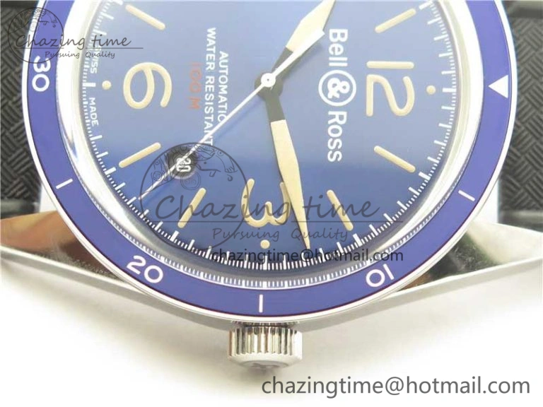 Vintage BR123 SS Blue Dial Blue Bezel on Black Rubber Strap MIYOTA 9015