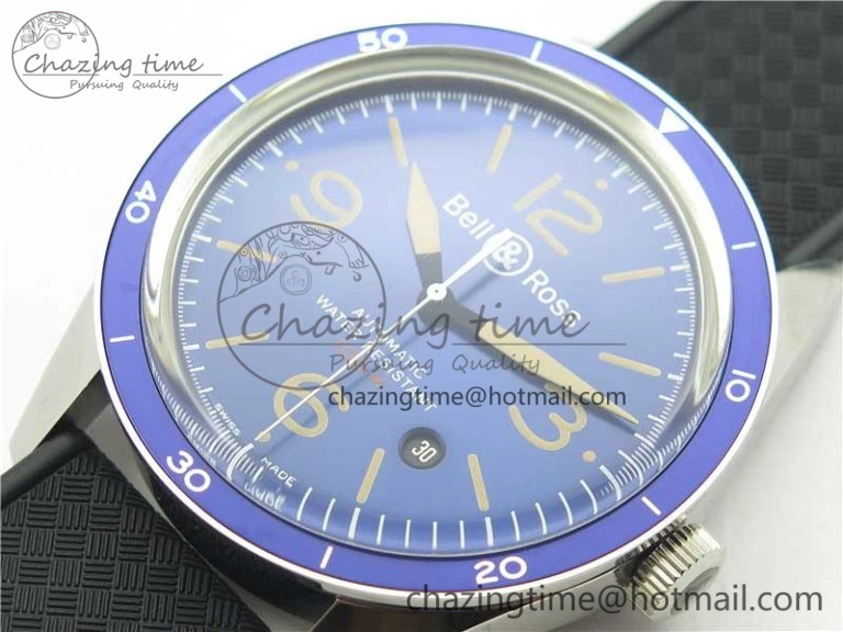 Vintage BR123 SS Blue Dial Blue Bezel on Black Rubber Strap MIYOTA 9015