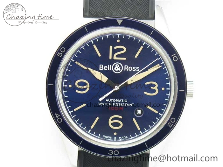 Vintage BR123 SS Blue Dial Blue Bezel on Black Rubber Strap MIYOTA 9015