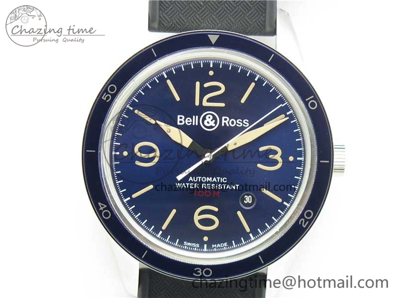 Vintage BR123 SS Blue Dial Blue Bezel on Black Rubber Strap MIYOTA 9015