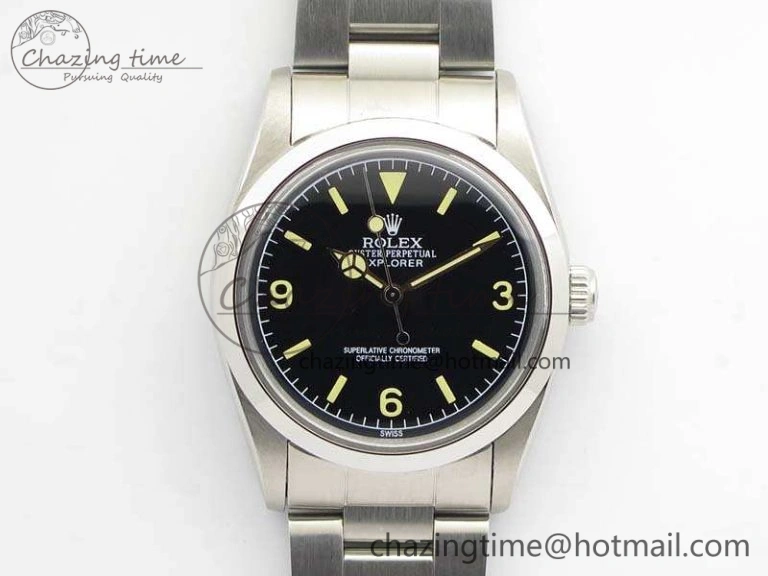 Vintage Explorer Ref.1016 Black Dial Cream Markers On SS Bracelet A23J