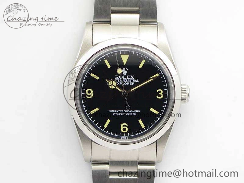 Vintage Explorer Ref.1016 Black Dial Cream Markers On SS Bracelet A23J