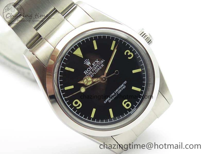Vintage Explorer Ref.1016 Black Dial Cream Markers On SS Bracelet A23J