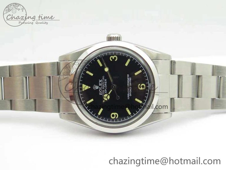 Vintage Explorer Ref.1016 Black Dial Cream Markers On SS Bracelet A23J