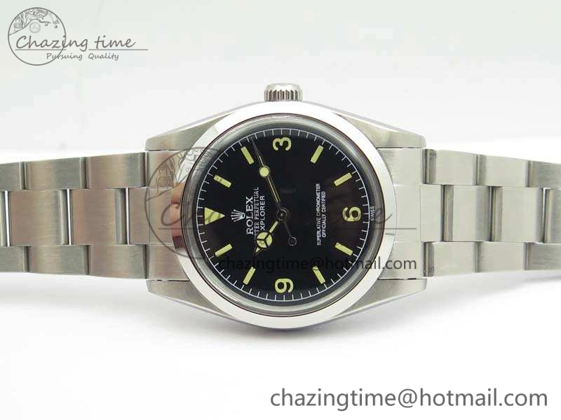 Vintage Explorer Ref.1016 Black Dial Cream Markers On SS Bracelet A23J