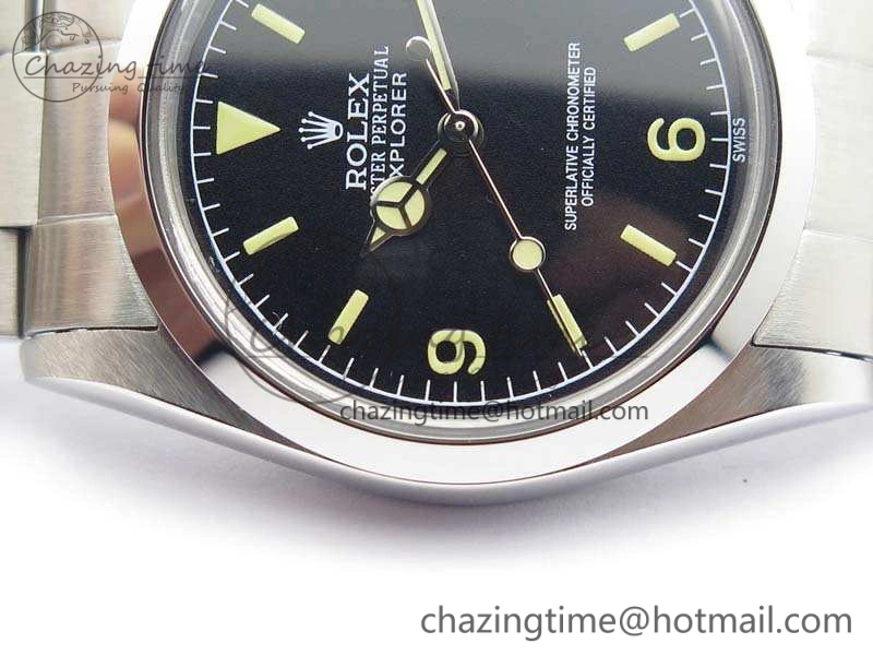 Vintage Explorer Ref.1016 Black Dial Cream Markers On SS Bracelet A23J