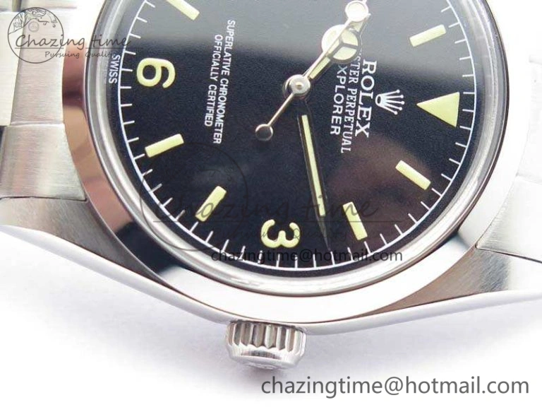Vintage Explorer Ref.1016 Black Dial Cream Markers On SS Bracelet A23J