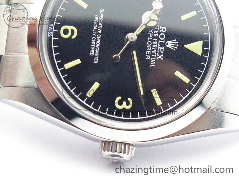 Vintage Explorer Ref.1016 Black Dial Cream Markers On SS Bracelet A23J