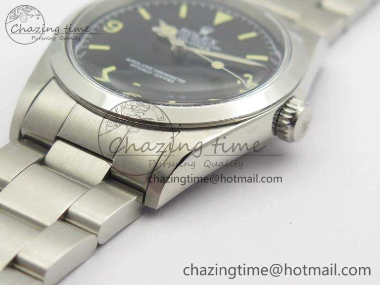 Vintage Explorer Ref.1016 Black Dial Cream Markers On SS Bracelet A23J