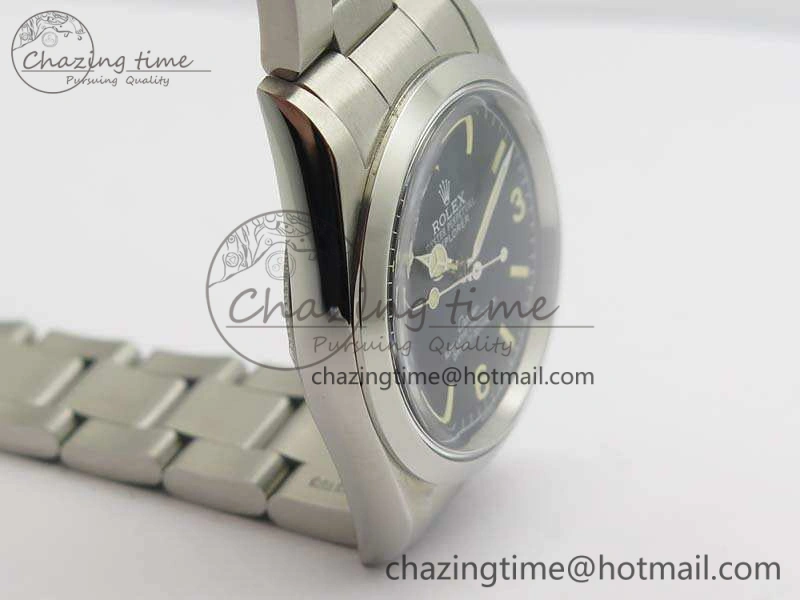 Vintage Explorer Ref.1016 Cartier Black Dial Cream Markers On SS Bracelet A23J