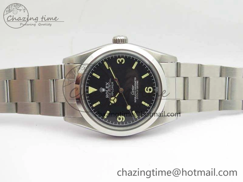 Vintage Explorer Ref.1016 Cartier Black Dial Cream Markers On SS Bracelet A23J