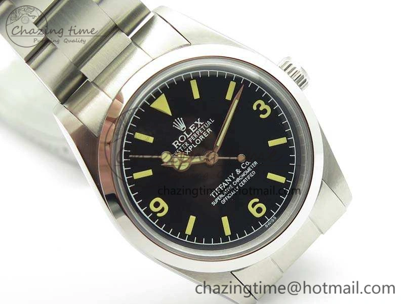 Vintage Explorer Ref.1016 Tiffany Black Dial Cream Markers On SS Bracelet A23J