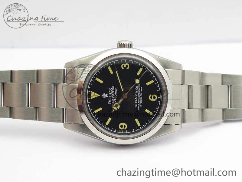 Vintage Explorer Ref.1016 Tiffany Black Dial Cream Markers On SS Bracelet A23J