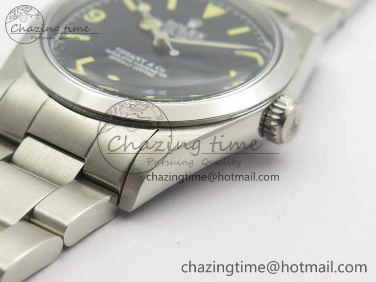 Vintage Explorer Ref.1016 Tiffany Black Dial Cream Markers On SS Bracelet A23J