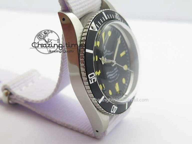 Vintage Oyster Submariner No Date SS Black Dial 200m 660ft On Nylon Strap A2836